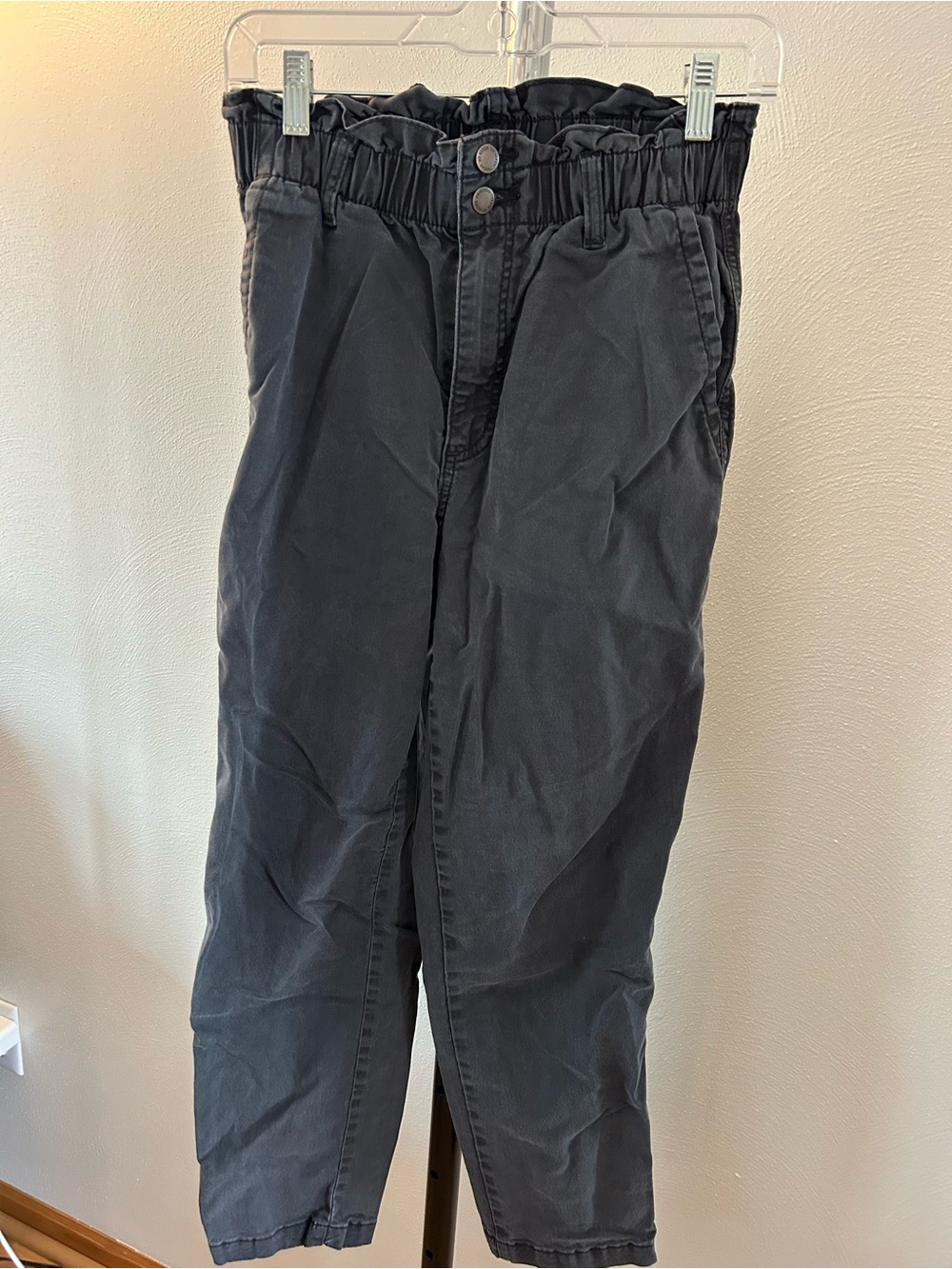 High-Waist Black Casual Pants
